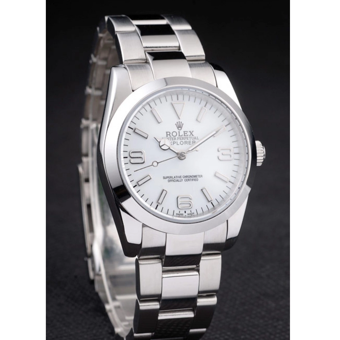 AAA replica watch Rolex 98086 Steel Polished White Explorer Dial Stainless 0629